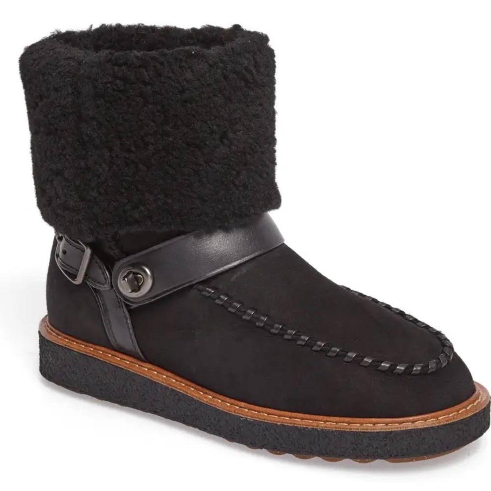Coach Genuine Shearling Moto Boot NIB